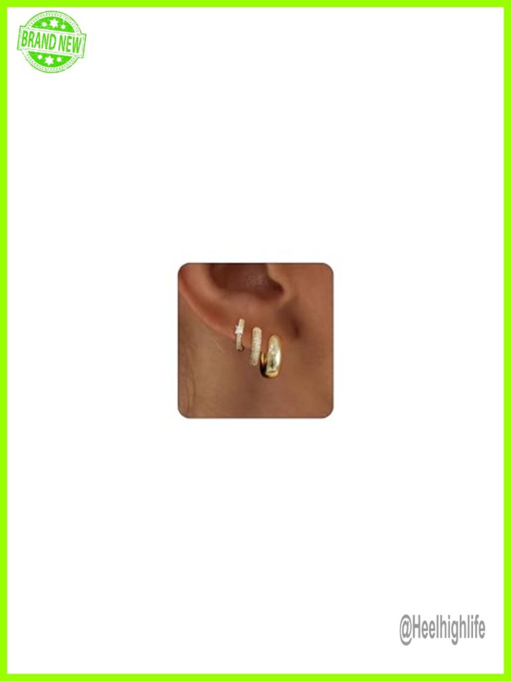 14K Gold Plated Hoop Earrings Set for Women Lightweight Chunky Open Hoops